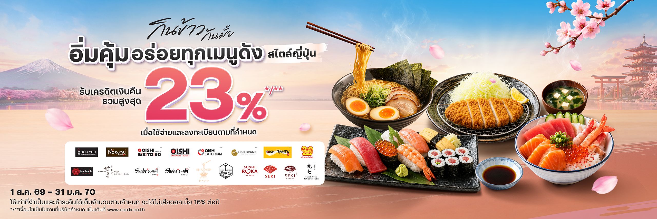 รับเครดิตเงินคืนรวมสูงสุด 23%*/**